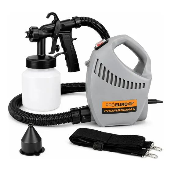 Pistola De Pintura Elétrica 650W HVLP 800ml Com Mangueira E Alça Pró Euro Pulverizador Profissional 3 Tipos De Jato Para Madeira Metal Parede Automotivo