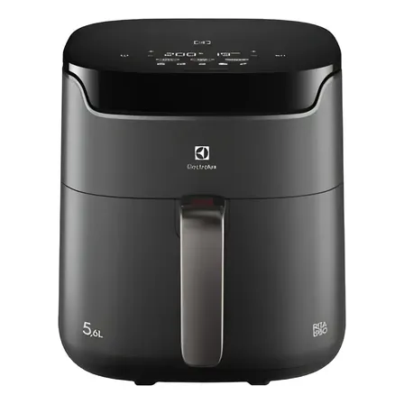 Air fryer Fritadeira Elétrica sem oleo Rita Lobo 5,6L 9 receitas funções pré-definidas Painel Digital timer 60min desligamento automático cesto removivel antiaderente 1400W Electrolux EAF45 Cinza