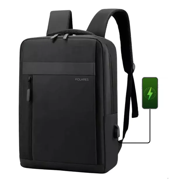 Mochila Notebook Até 15.6 Executiva Saída Usb Modelo Premium Polares Cor Preto Executivo