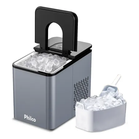 Máquina De Gelo Turbo Ice Philco Pmg12a Cinza E Preto 127v Prateado
