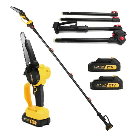 Motosserra Podador 2 Bateria 1000w + Extensor 2.5 Metros Amarelo 12v