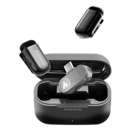 Kit Microfones Lapela Sem Fio Maono Wave T1 Mini Usb Tipo-c Preto