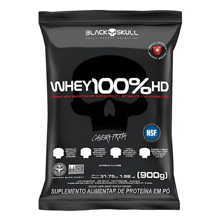 Whey Protein 3w Black Skull 900g Refil 100% Hd Concentrado Sabor Chocolate