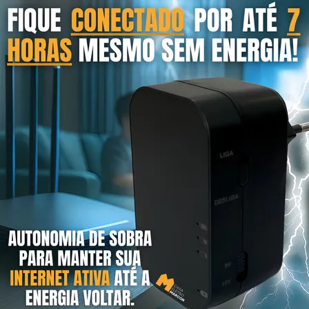 Mini Nobreak P4 1A Para Roteador Modem Marcon Entrada Plug P4 9 Ou 12v 2500mah preto