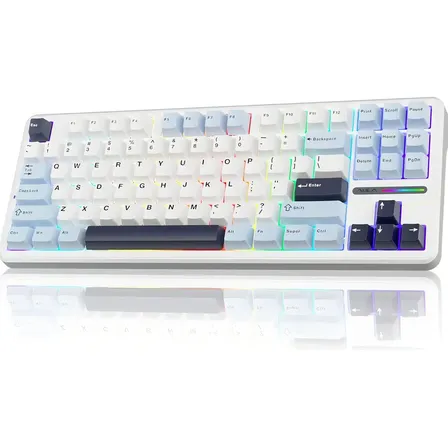 Teclado Mecânico Aula F87 Pro - Glacier Blue - Graywood V3 Branco Português Portugal