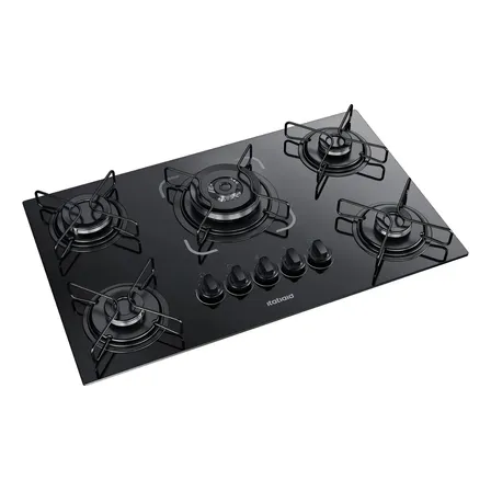 Cooktop 5 Bocas Itatiaia Essencial tripla Chama Vidro Temperado Preto