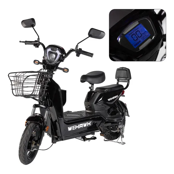 Bicicleta Elétrica Scooter 500w Bateria 48v 12ah Wehawk Basket Preto