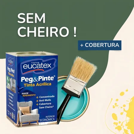 Tinta Peg & Pinte Antimofo Sem Cheiro Cores 1 8 L Eucatex Acabamento Fosco Cor Branco/gelo