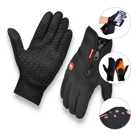 Par Luva Motoqueiro Térmica E Impermeável Com Touch Screen Cor Preto Tamanho Único