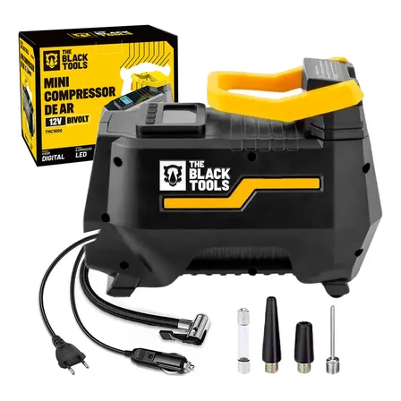 Compressor De Ar Elétrico Portátil 120w Encher Pneu Carro Moto Bicicleta Tcm100 The Black Tools