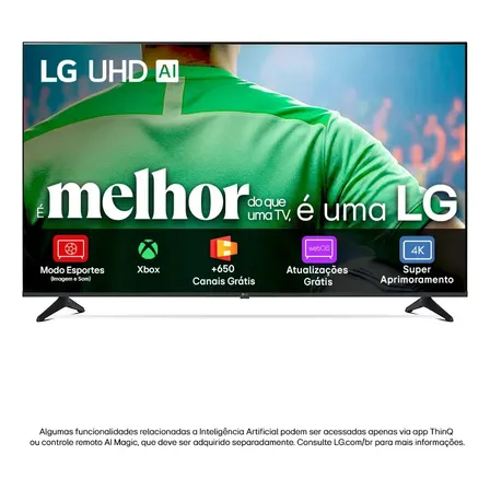 Smart TV 4K 55" LG UHD 55UA75 Processador α7 AI Ger8 4K Super Upscaling Google Cast Alexa Integrado Controle Remoto Padrão WebOS 25