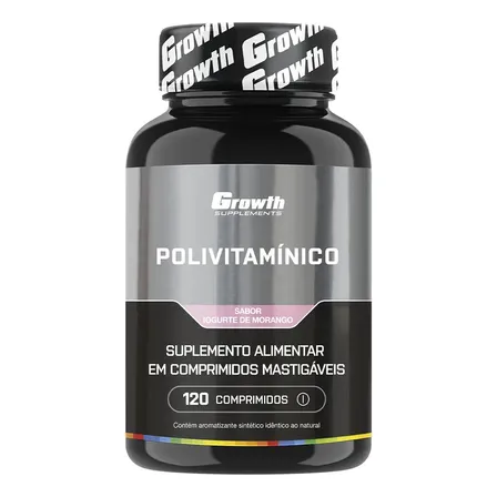 Polivitaminico Mastigável 120un. Growth Supplements - Sabor Morango