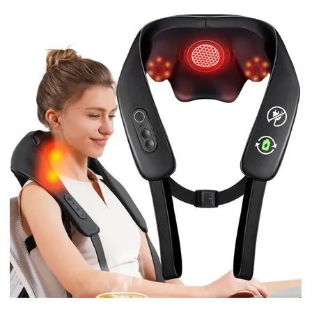 Massageador Cervical Shiatsu Knqze KNB1 Para Pescoço e Ombros Preto