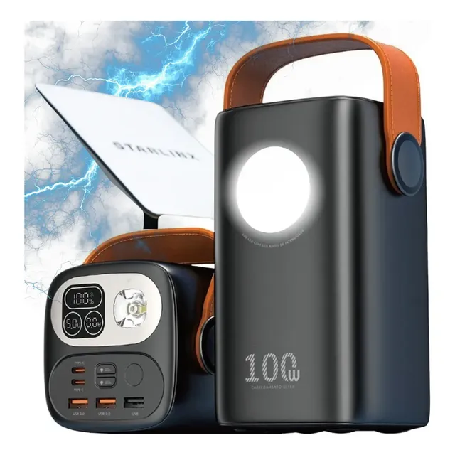 Power Bank 60.000mah 100w Para - Starlink Mini Ultra Rápido Carregador Portátil E Notebooks celulares computadores viagens trabalho home office proteções contra sobrecarga e curto-circuito Ice Coorel