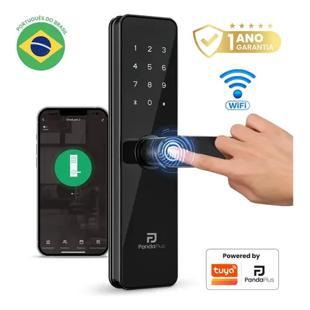 Fechadura Eletrônica Digital Biométrica Wifi Porta Quarto Preto