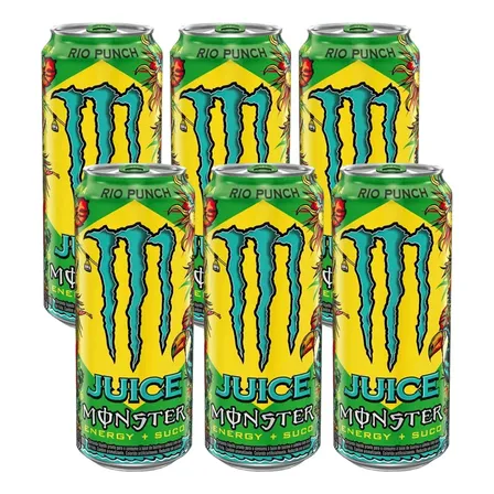 Bebida energética Monster Juice Rio rio punch em lata 473ml pacote x6