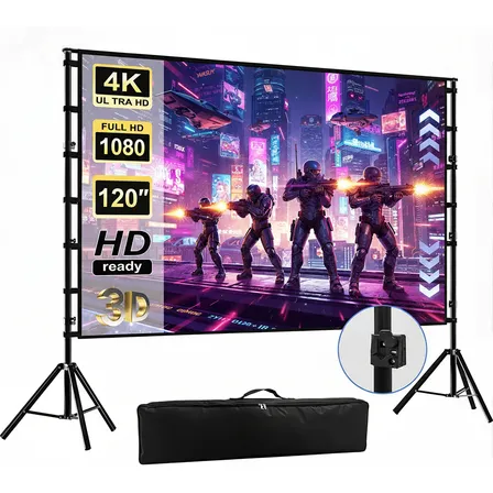 Tela de Projeção Retrátil VidaValu 120'' 16:9 Tripé Portátil Cinema Externo