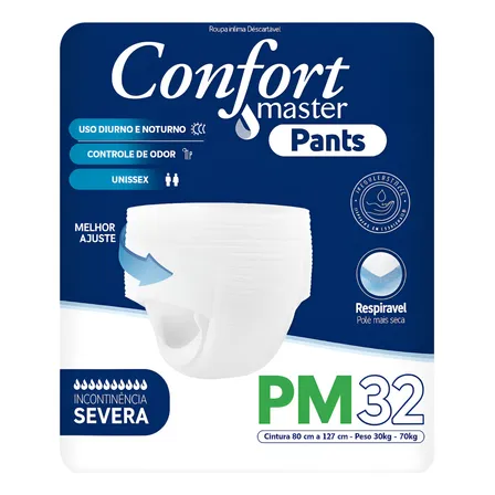 Fralda Geriatrica Adulto Confort Master Pants | Tamanho P/M | 32 Unidades