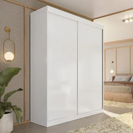 Guarda Roupa Solteiro 2 Portas De Correr 2 Gavetas Jb Cor Branco