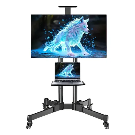 Suporte De Chão Pedestal Móvel Para Tv Monitor 32 A 65'' Yesop Com 2 Com Bandeja Integrada,rodinhas Preto