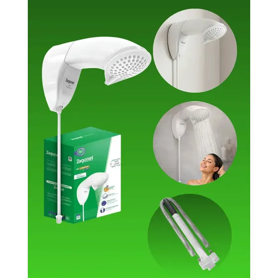Chuveiro Elétrico Fixo Zagonel ND 7700W 220V Branco 3 Temperaturas