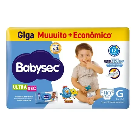 Fralda Babysec Ultra Giga G 80 Unidades Grande (g) Sem Gênero