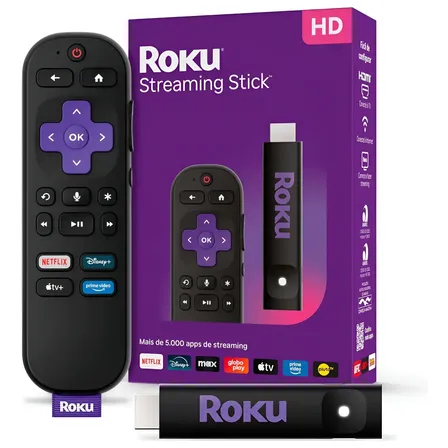 Roku Streaming Stick 2025 Hd Hdmi Controle Por Voz Full Hd