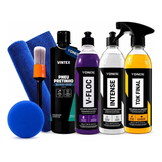 Kit Lavagem Automotiva Vonixx V-Floc Cera Intense Pretinho 500ml