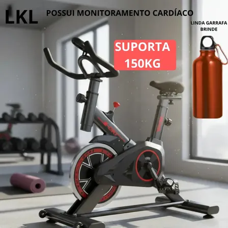 Lkl Bicicleta Spinning Fitness Inércia 8kg Inercia Cor Preto E Vermelho Sem
