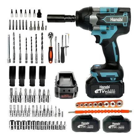 Kit Chave De Impacto 21v Parafusadeira + Jogo Soquete 85pç Cor Azul-petróleo