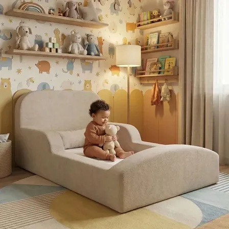 Cama Montessoriana Solteiro Encanto 100% Espuma Boucle Keiko Bege