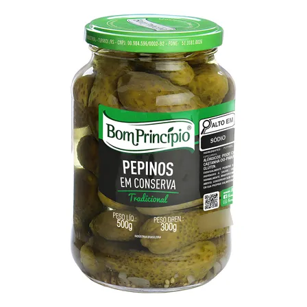 Pepinos Em Conserva Inteiro Tradicional 300g Bom Princípio
