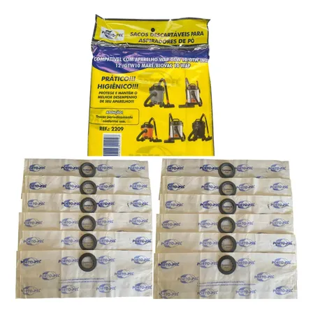 Saco De Aspirador De Pó Wap Gtw10 Gtw12 Kit C/ 12 Unidades