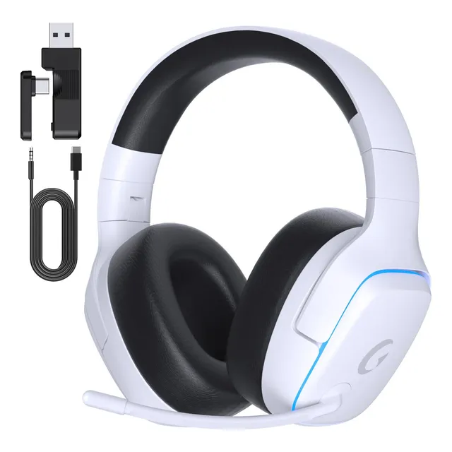 Fone De Ouvido Bluetooth Sem Fio Headset Gamer Olafvi Captain 780 Com Fio Usb 5.3 Ps5 Pc 7.1 Led Rgb Branco