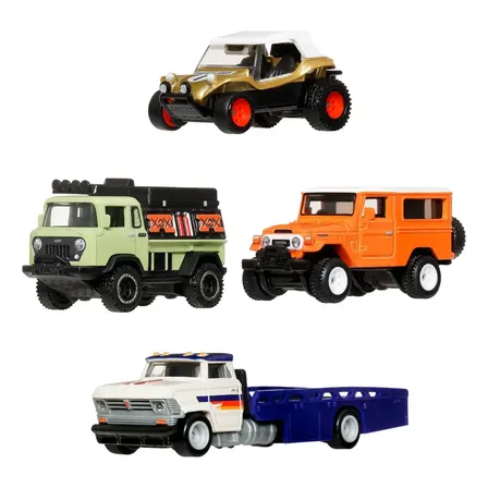 Veículo multicolorido da coleção All-Terrain Hot Wheels Hw Premium, pacote com 4 unidades