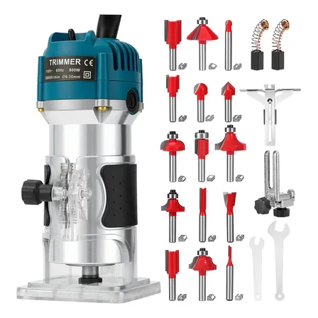 Tupia Laminadora Variável 800w Jogo Fresas 15 Pç 30000rpm 220v Kit Tupia Manual Laminadora Tupia Laminadora Manual Jogo Fresa 127/220v