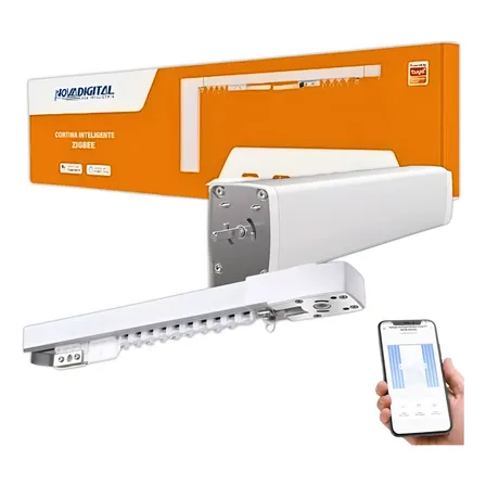 Cortina Inteligente Motorizada Zigbee Novadigital Zc-gm42 Automação Trilho Até 4.1m Compatível Com Alexa E Google Home Cor Branco 220v