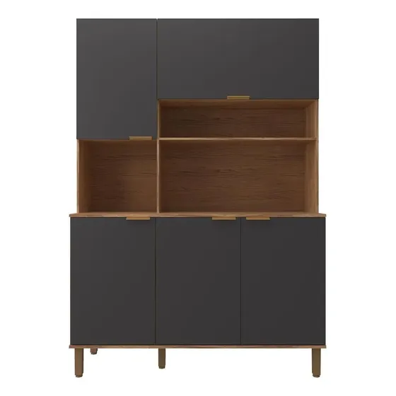 Cozinha Compacta Bartira Topázio 153,1cm 5 Portas Damasco/grafite