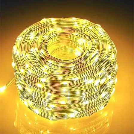 30m Cordão De Luz 300leds Fio De Fada Pvc Bivolt Prova Dágua Luzes Amarelo