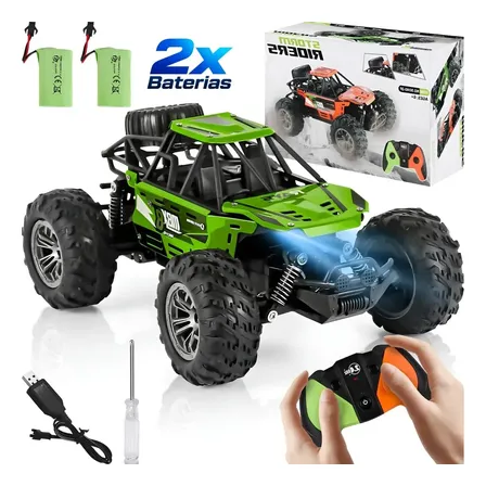 Carrinho De Controle Remoto Off Road Recarregável Buggy Monster Truck Estilo 4x4 Com 2 Baterias Atacarejo Kids