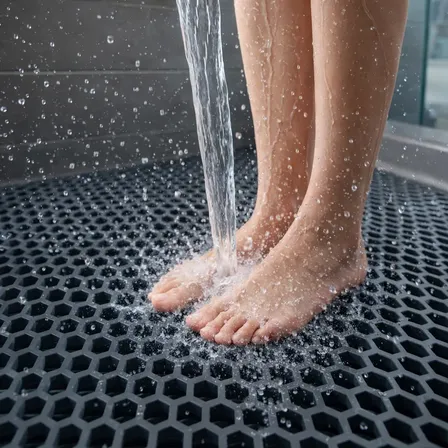 Tapete Antiderrapante Vazado Em Pvc 1,00 X 0,60 Para Box Banheiro Chuveiro Piscina Sauna Área Molhada 5mm Drenante Corte Sob Medida Casa Das Borrachas Cor Cinza