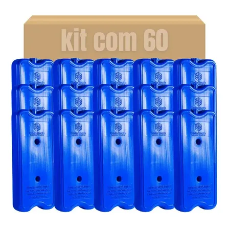 Kit 60 Gelo 200ml Reutilizável Artificial Cooler Lancheira Cor Azul