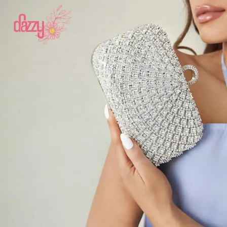 Dazzy Bolsa Clutch Strass Para Festa Casamentos Madrinhas Brilhante E Elegante Prata Tote Y107