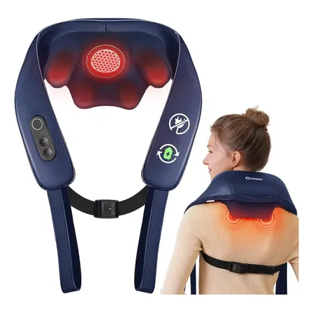 Massageador Cervical Ombros Shiatsu Lombar Multifuncional Cor Azul-marinho