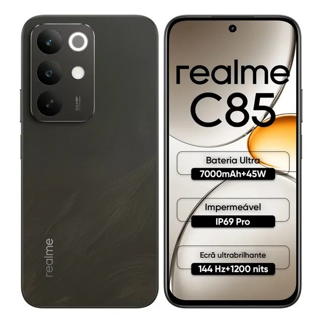 Celular Smartphone Realme C85 256gb 8gb Ram Dual Sim Bateria 7000mah 144hz Ip69 Pro Impermeável