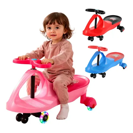 Carrinho Rolimã Infantil Triciclo Com Roda Led Colorido Cor Rosa