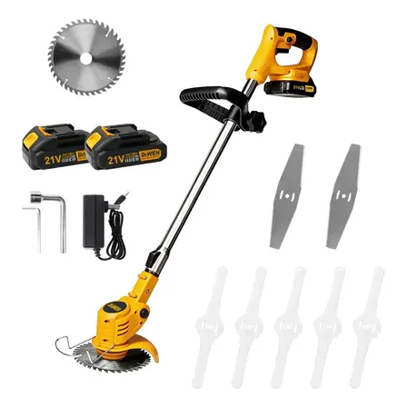 Roçadeira Aparador Grama 2 Bateria Recarregável 21v 9000 RPM Comprimento Ajustável Profissional Com Acessórios - MESTRI M-141