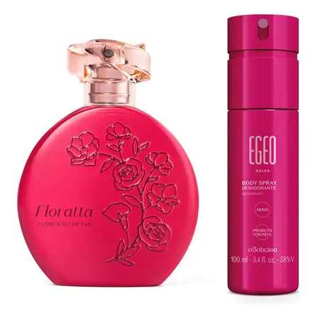 Floratta Flores Secretas Colônia 75ml + Egeo Body Spray Dolce 100ml