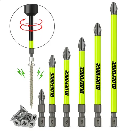 Kit Ponteiras Philips PH2 Magnéticas Blueforce para Parafusadeira (6 Peças)