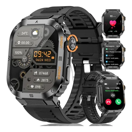 Smartwatch FoxBox BW0639 Sport Preto com Tela de 2.01" e Resistência IP68